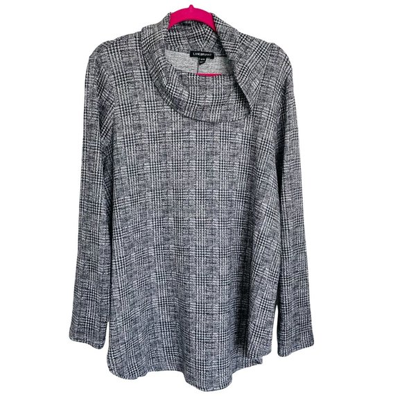 Lane Bryant Sweaters - Lane Bryant Women's Grey Houndstooth Cowl Neck Long Sleeve Sweater Size 14 / 16